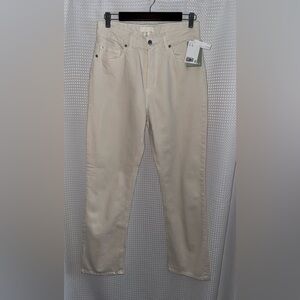 H&M‎ 100% cotton Cream high waisted straight leg Jeans size 6 NWT